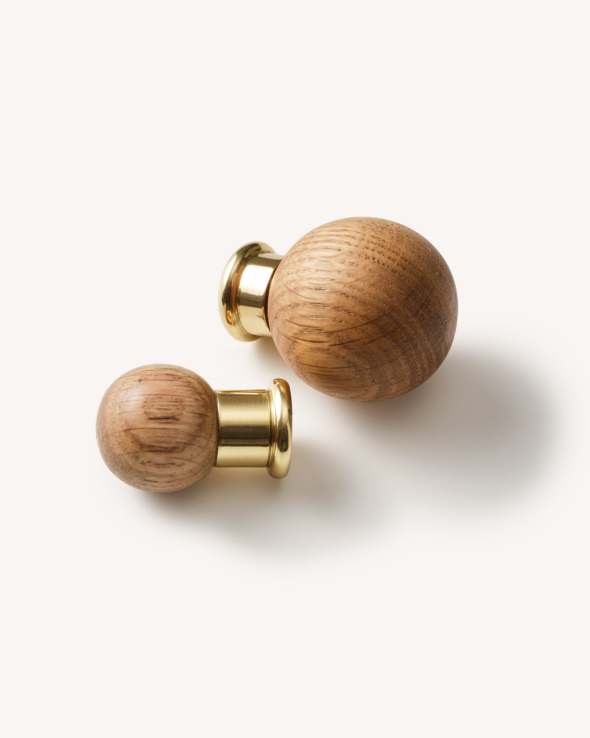 Natural Oak Knob, Brass