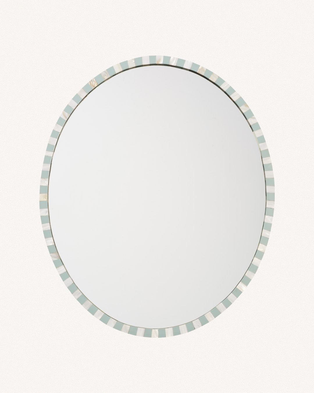 Pearl Oval Mirror, Pale Blue