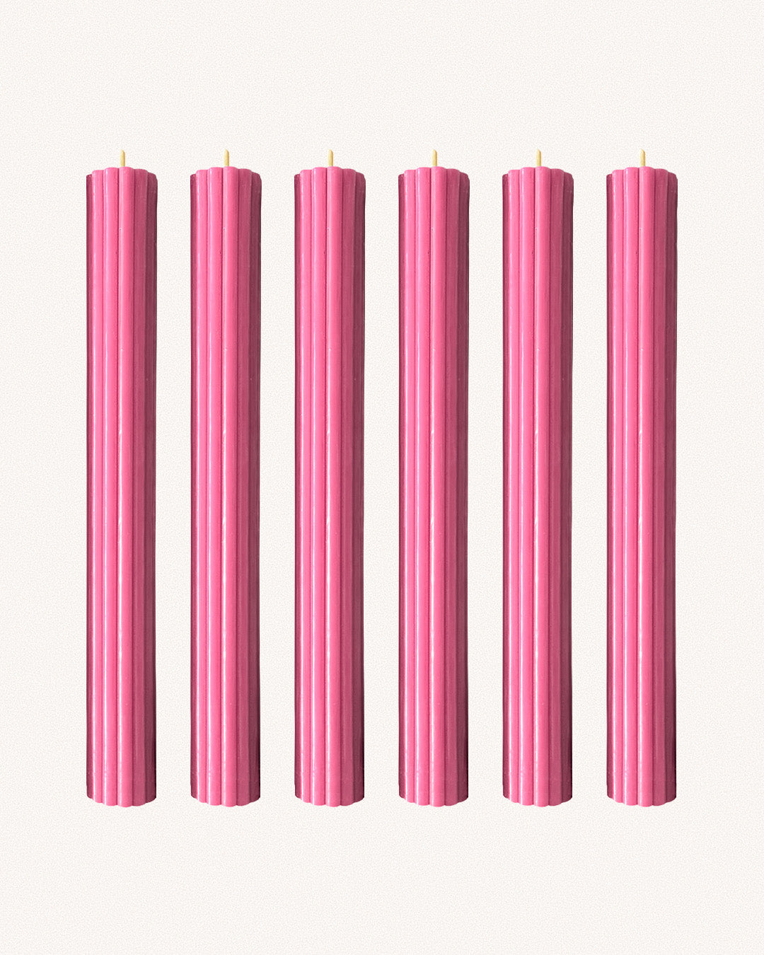 Ribbed Beeswax Candles Pack, Raspberry
