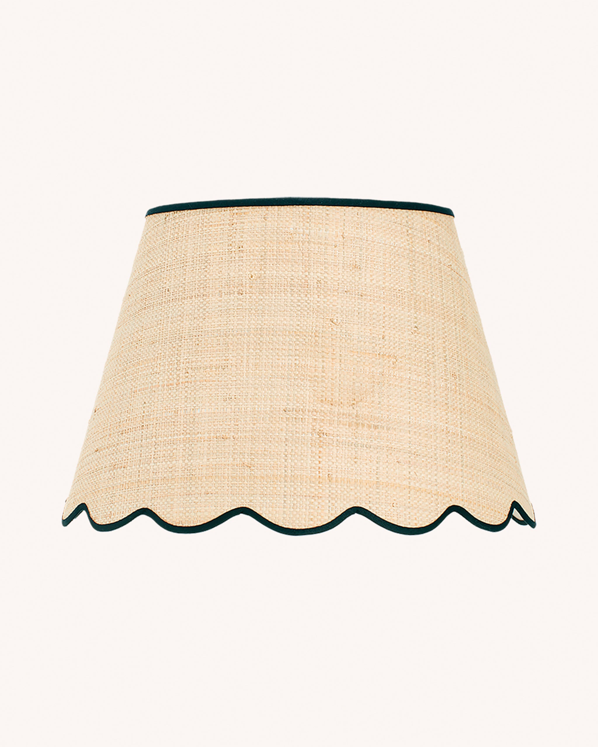 Raffia Scallop Lampshade, Black Trim, Medium