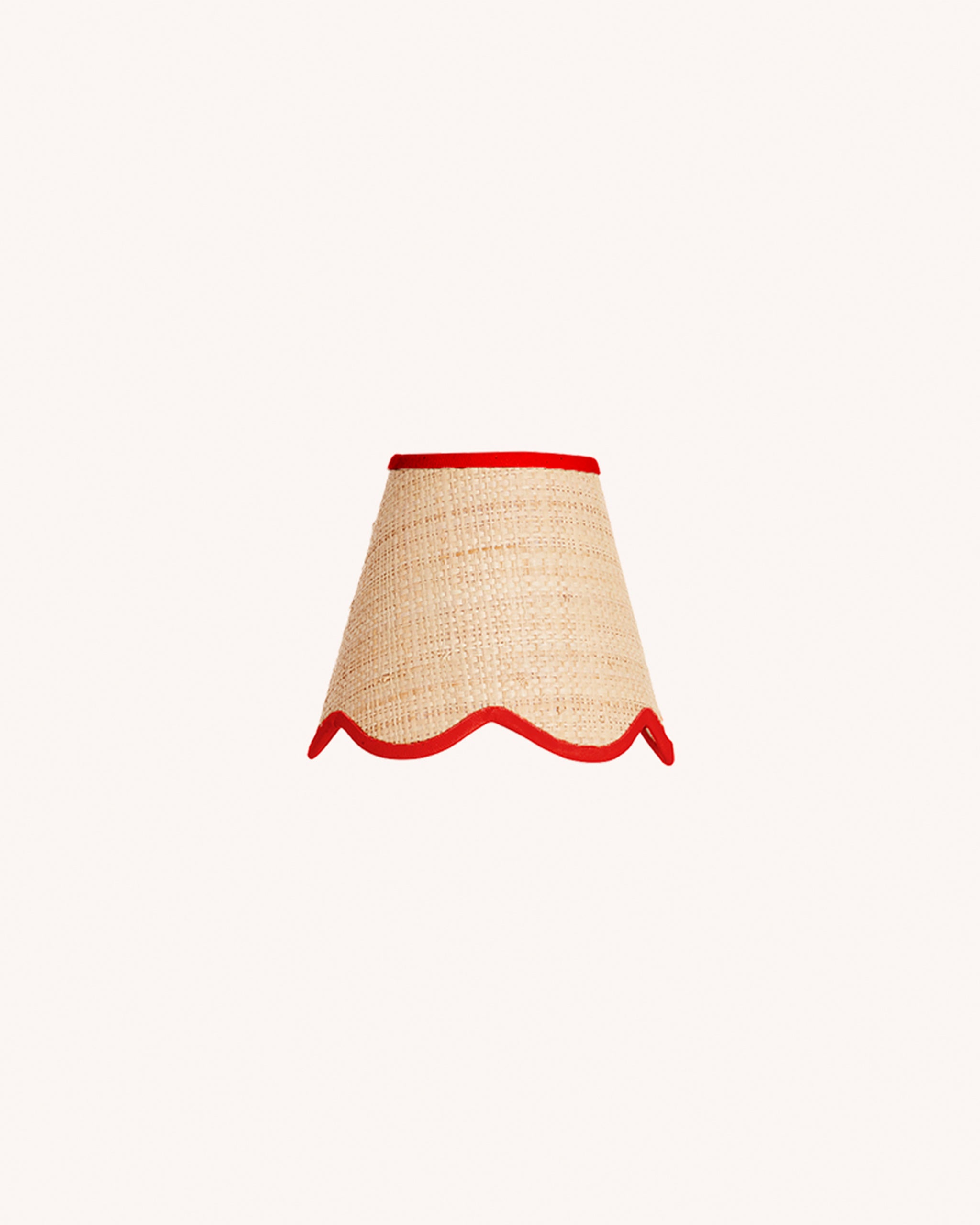 Raffia Scallop Lampshade, Red Trim, Mini