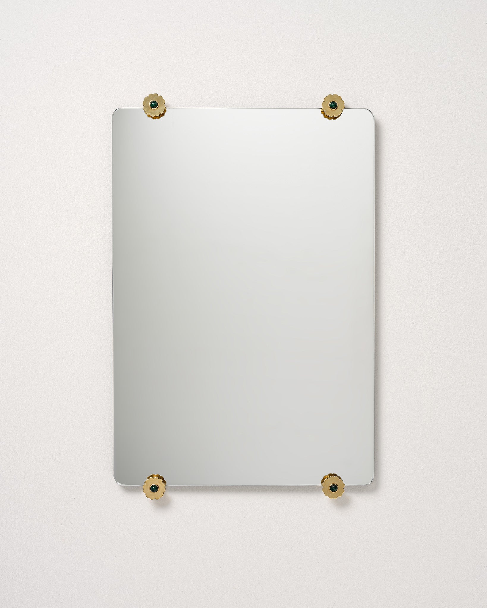 Mirror with Flower Studs, Brass