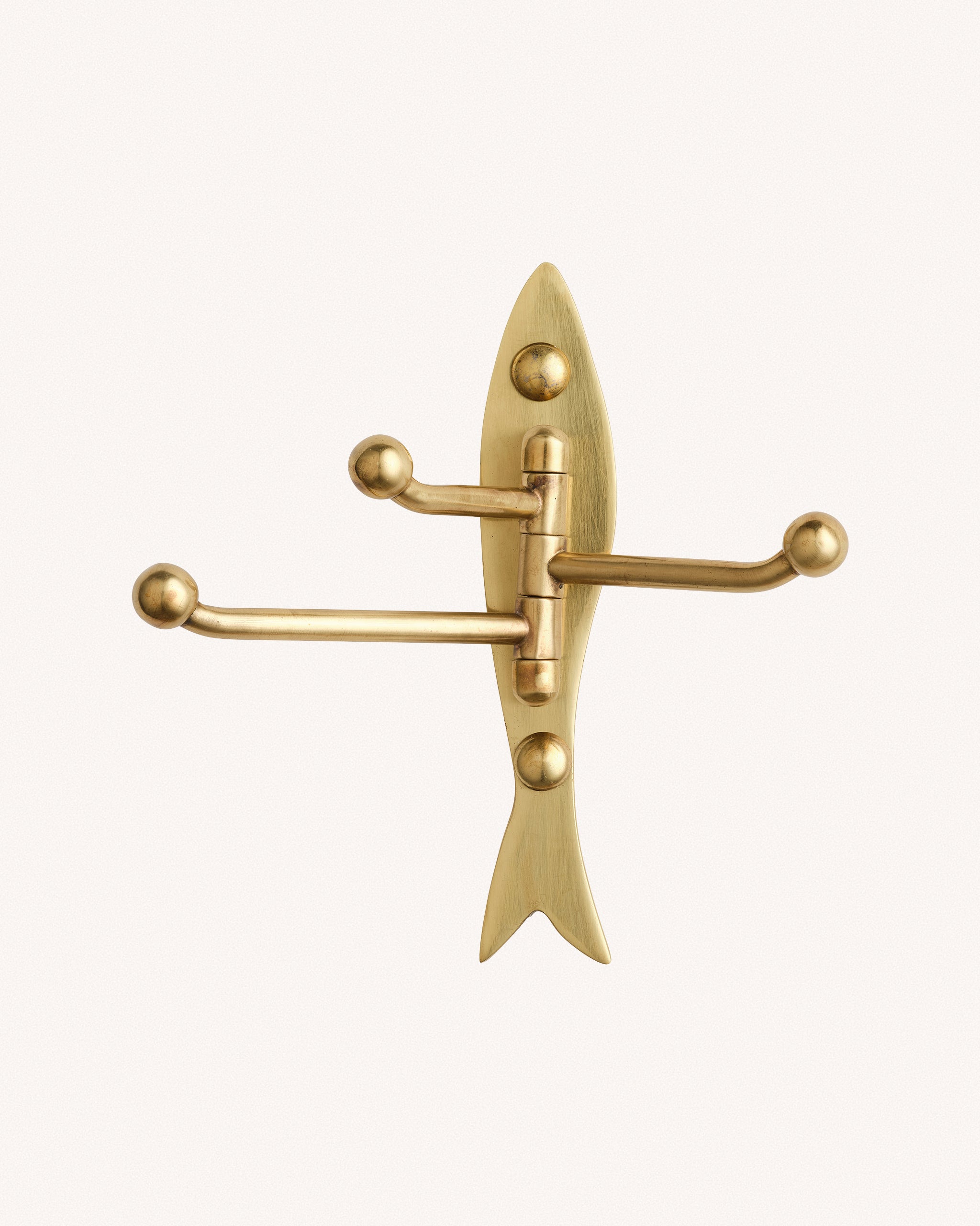 Fish Swing Arm Hook, Aged Brass