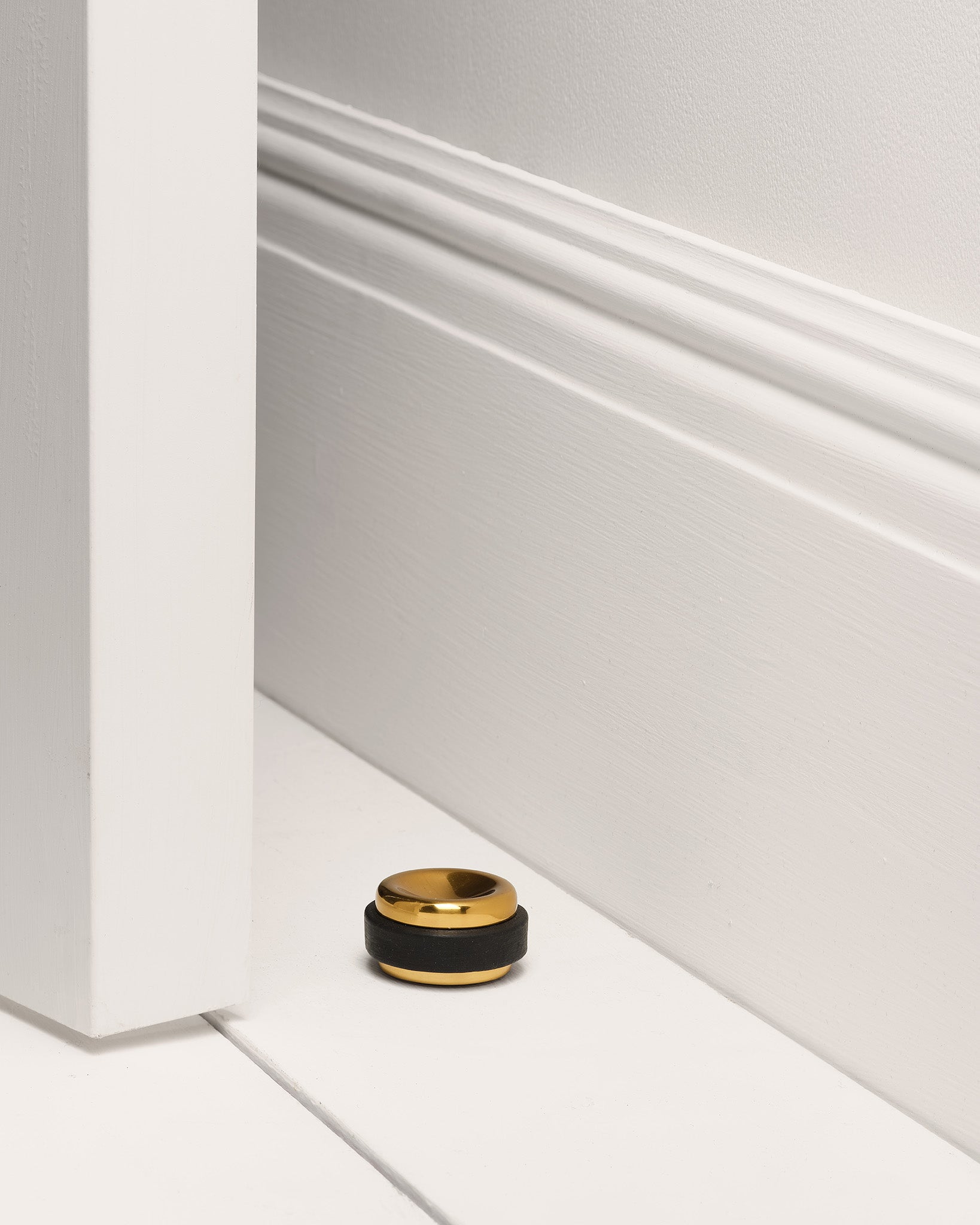 Floor Door Stop, Aged Brass