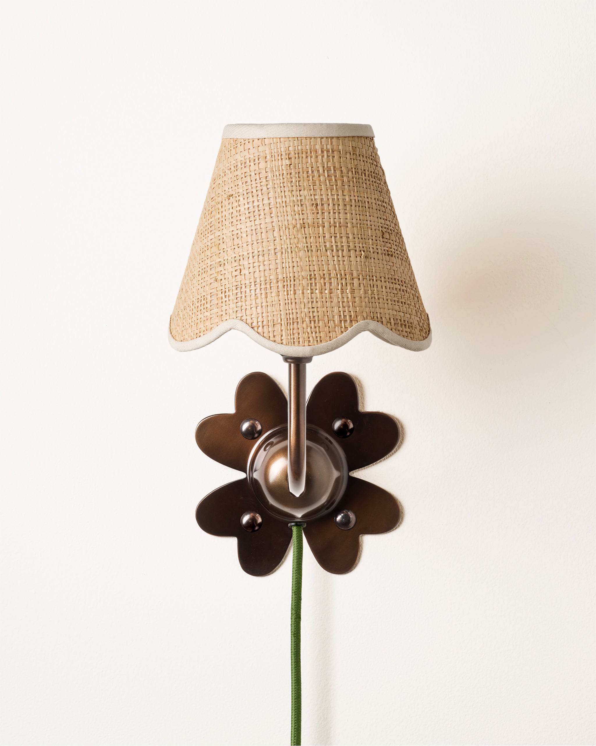Clover Plug In Wall Light, Blackened Bronze