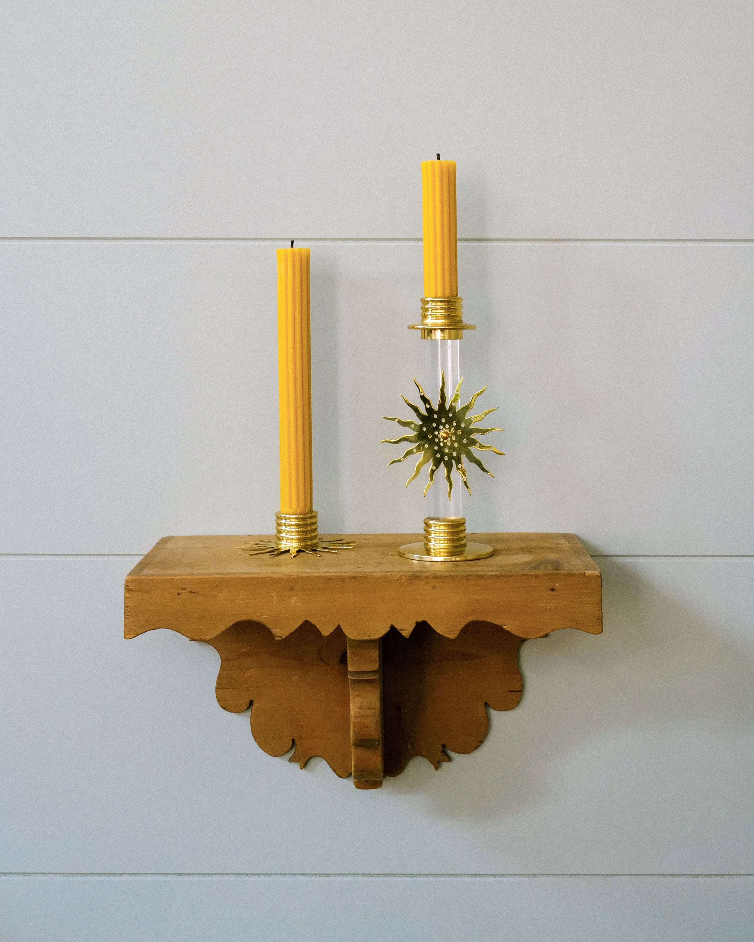 Ribbed Beeswax Candles Pack, Natural