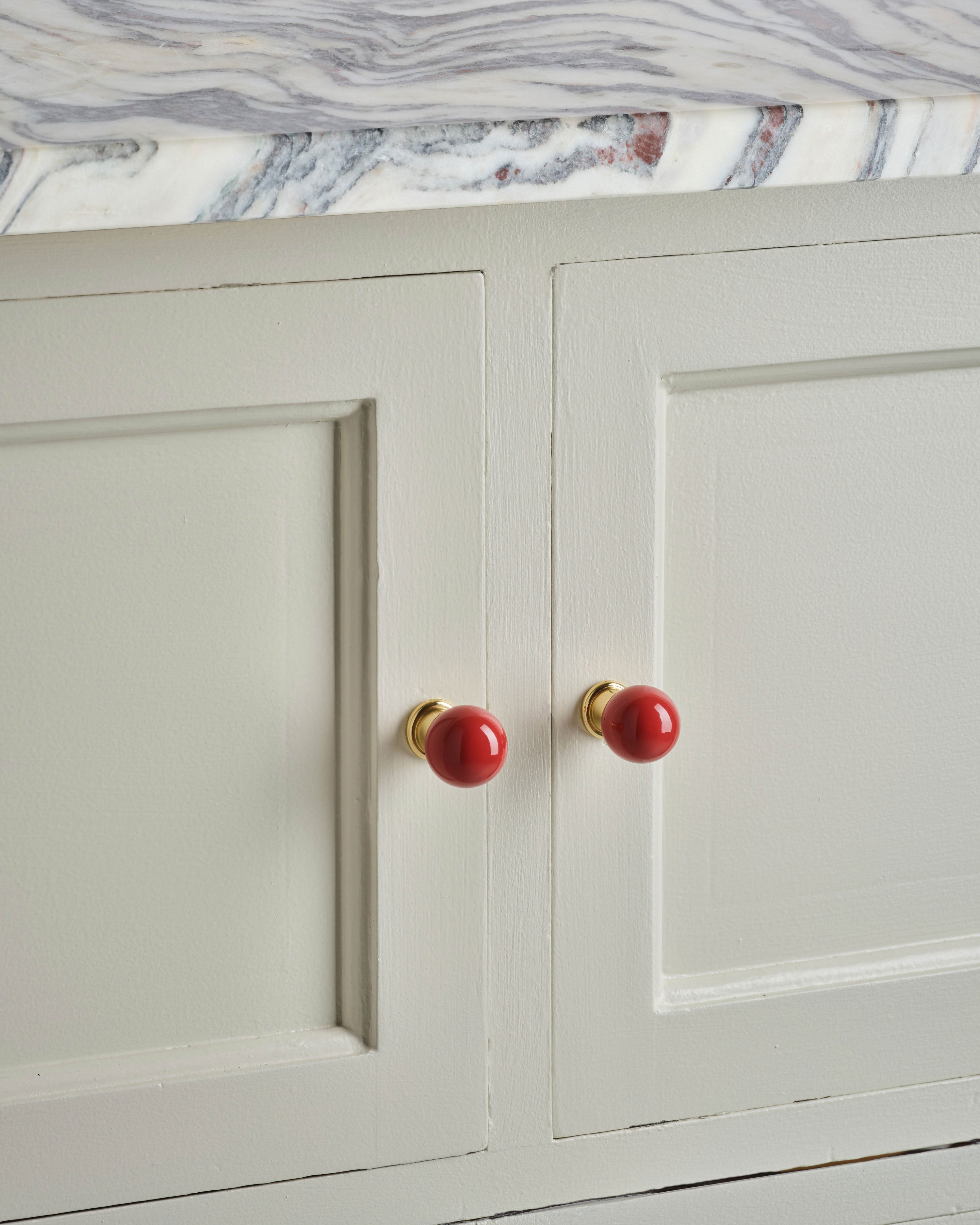 Coloured Knob, Brick, Brass