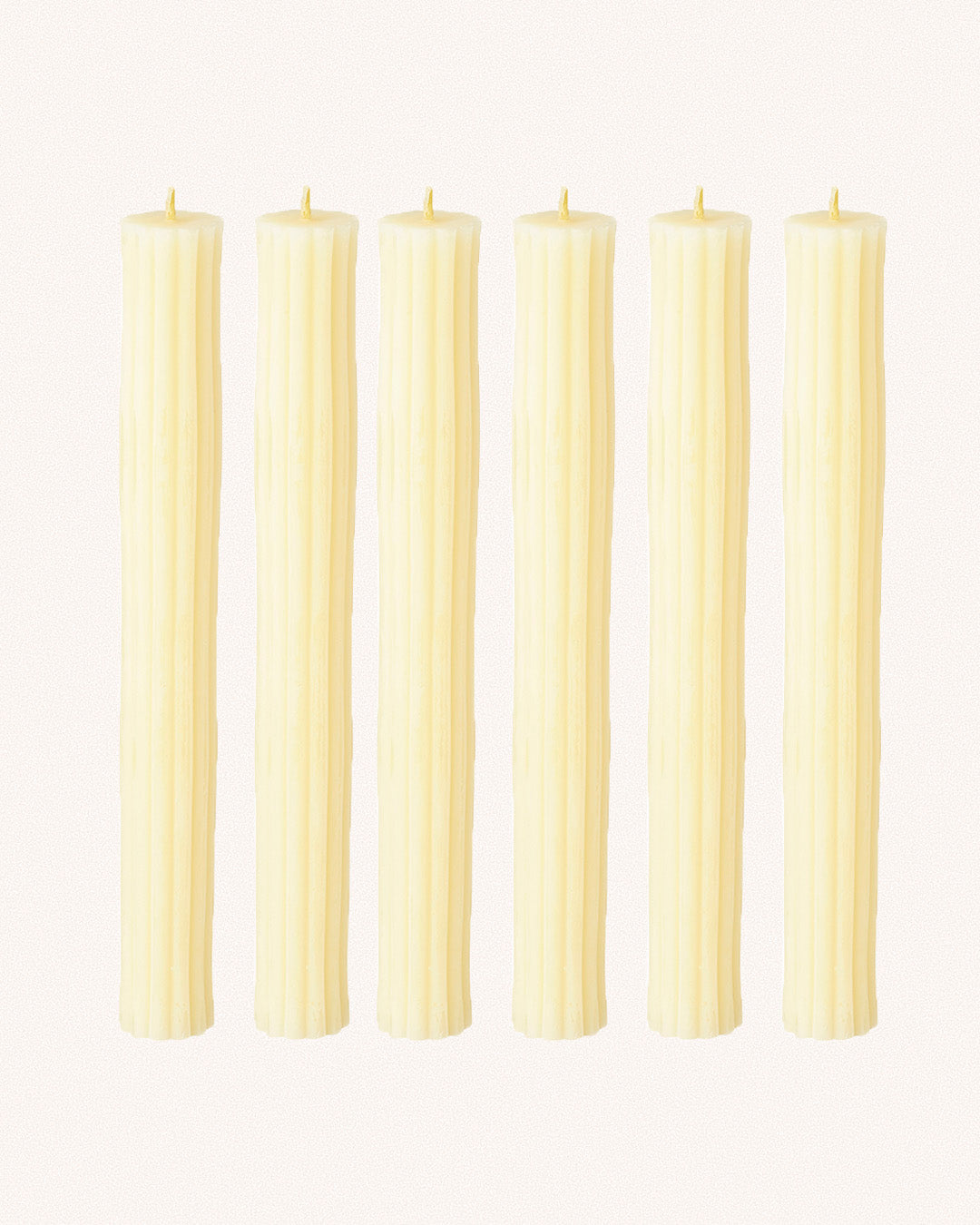 Ribbed Beeswax Candles Pack, Ivory
