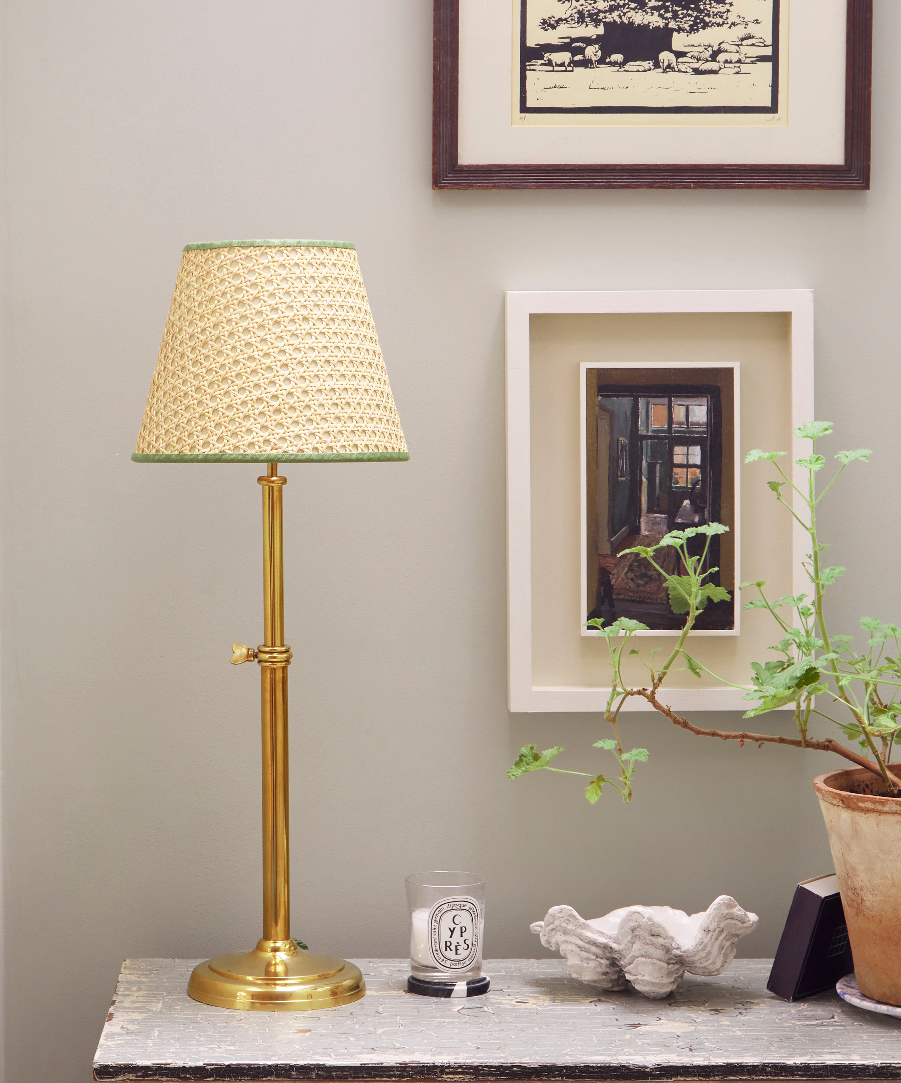 Adjustable Table Lamp Base, Brass