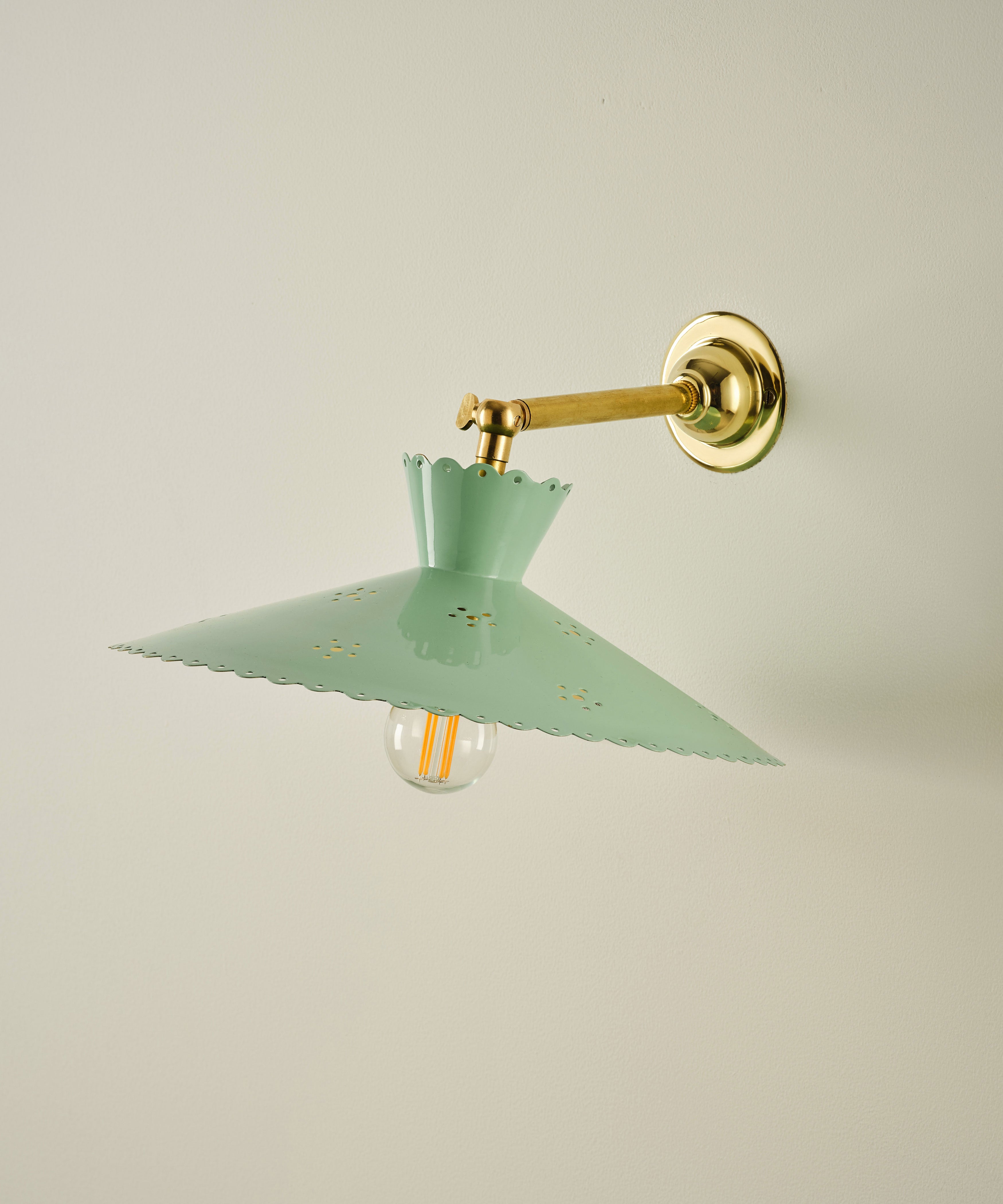 Floral Brass Wall Light, Celadon