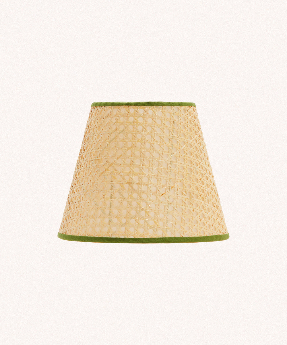 Cane Lampshade, Khaki Trim, Small