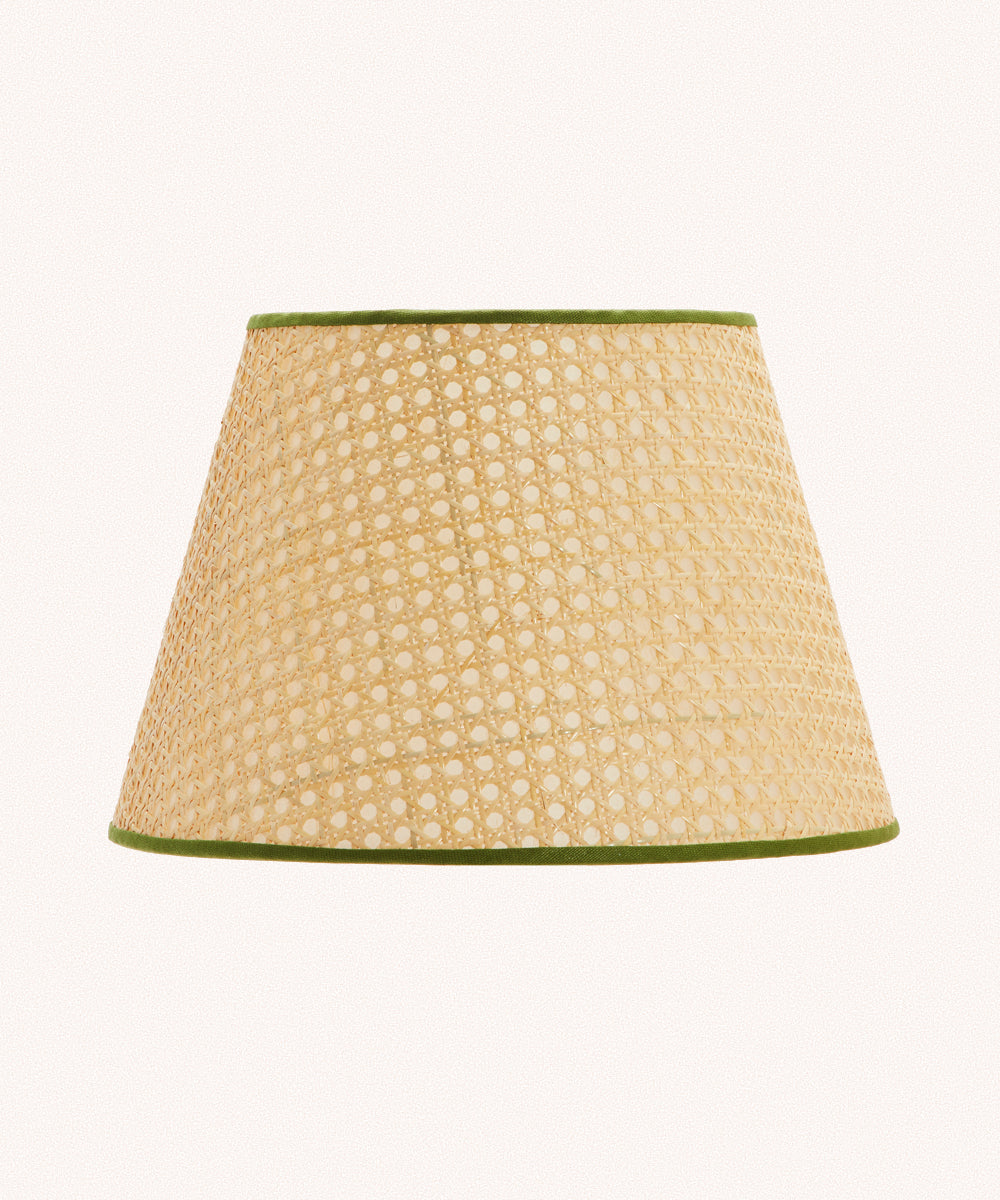 Cane Lampshade, Khaki Trim, Medium