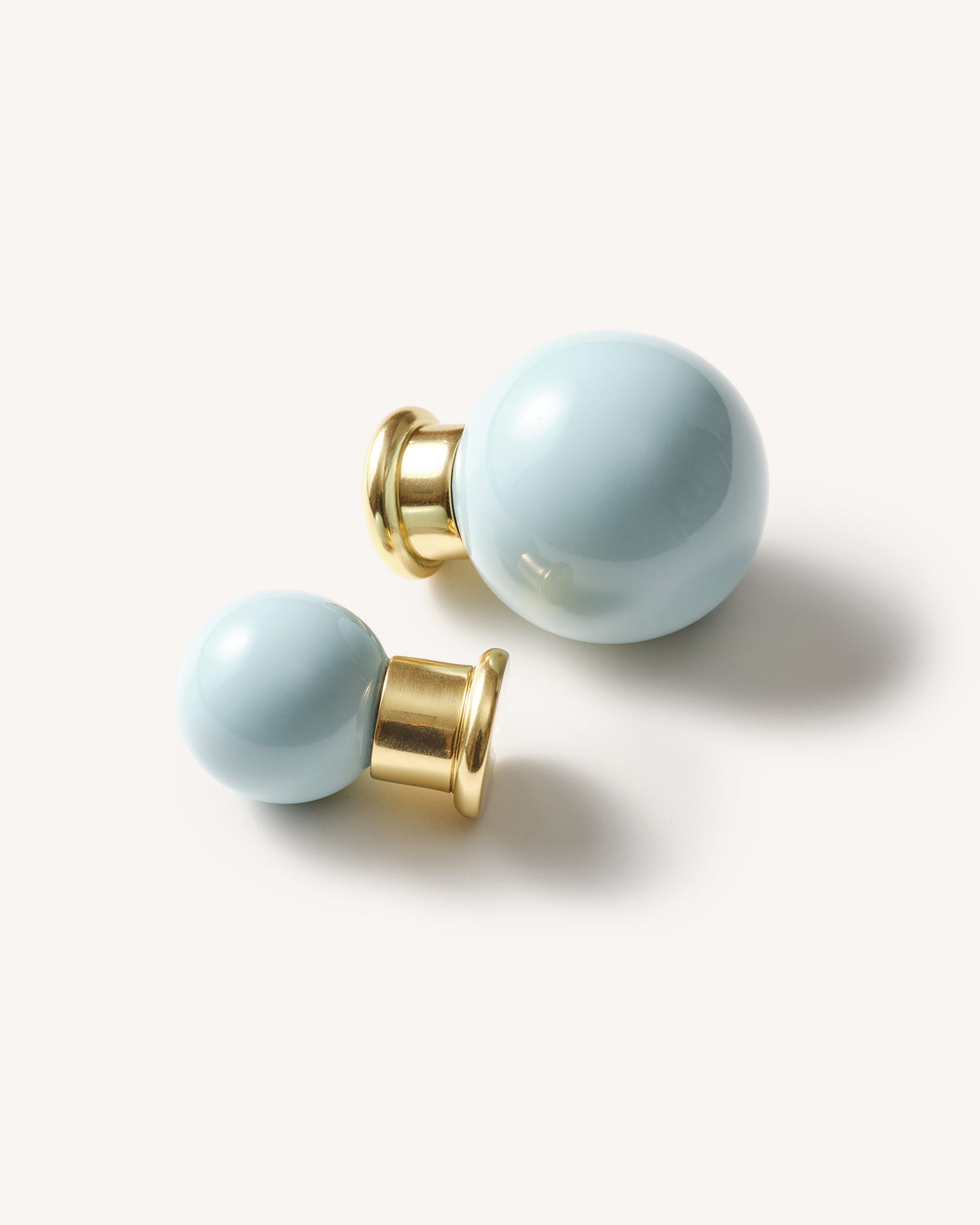 Coloured Knob, Pale Blue, Brass