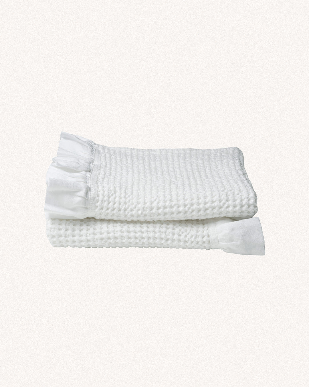 Waffle Cotton Hand Towels, Set Of 2, White