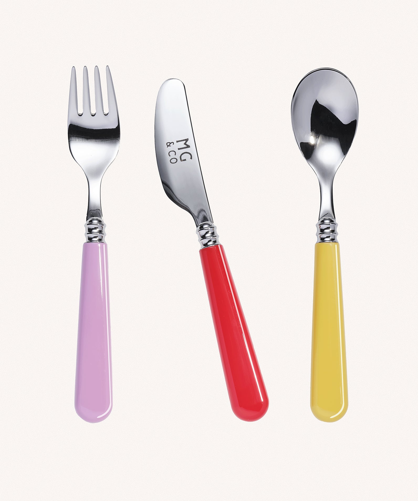 3 Piece Kids Cutlery Set, Reds