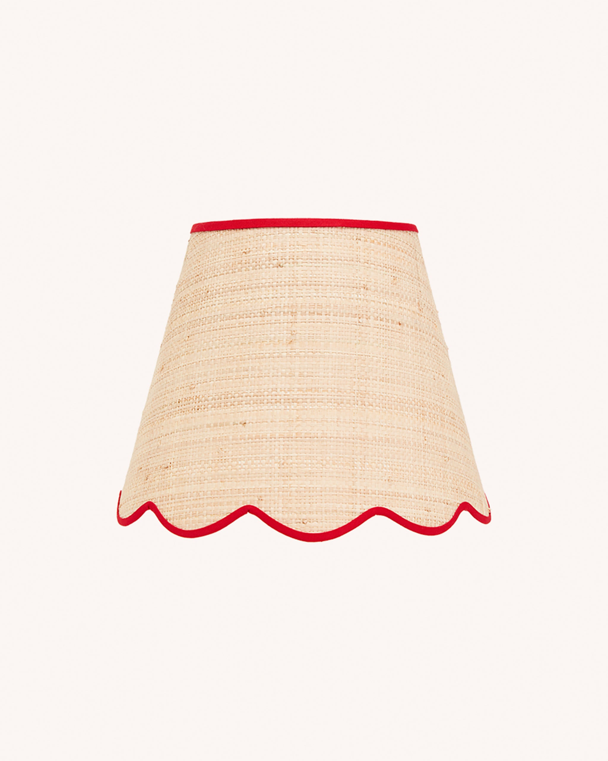 Raffia Scallop Lampshade, Red Trim, Small