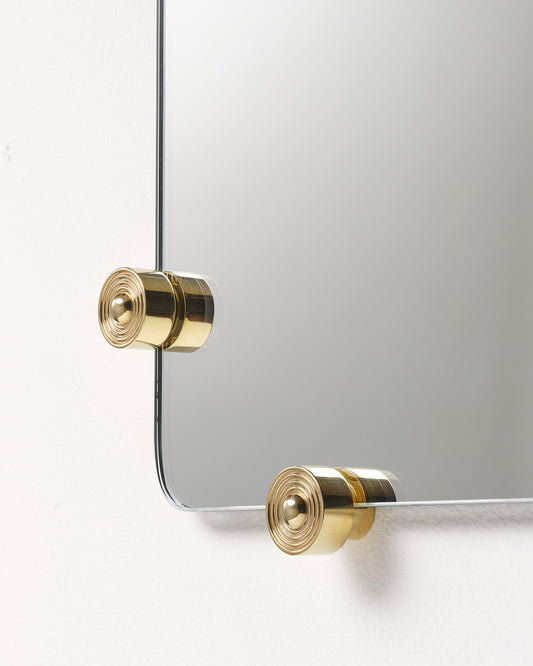 Mirror with Ring Studs, Brass